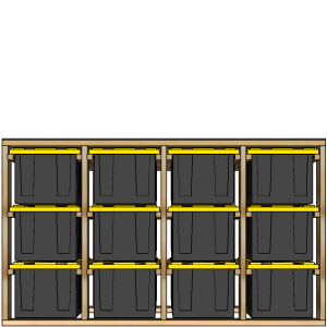 27-gallon tote rack, 4x3, front view render