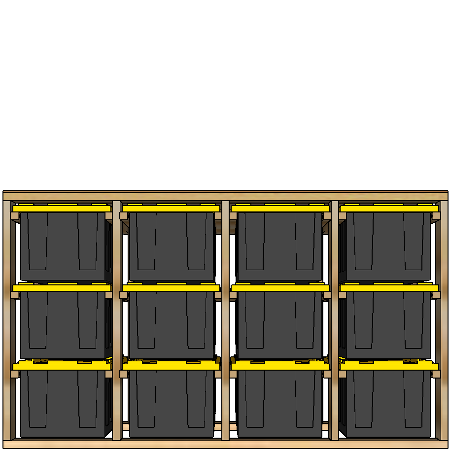 27-gallon tote rack, 4x3, front view render