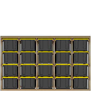 27-gallon tote rack, 5x4, front view render