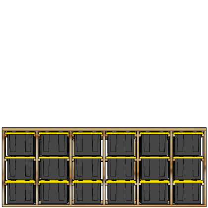 27-gallon tote rack, 6x3, front view render