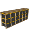 27-gallon tote rack, 6x3, side view render