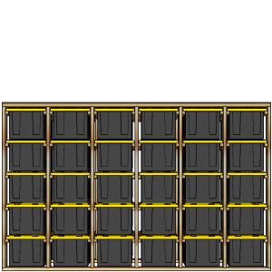 27-gallon tote rack, 6x5, front view render