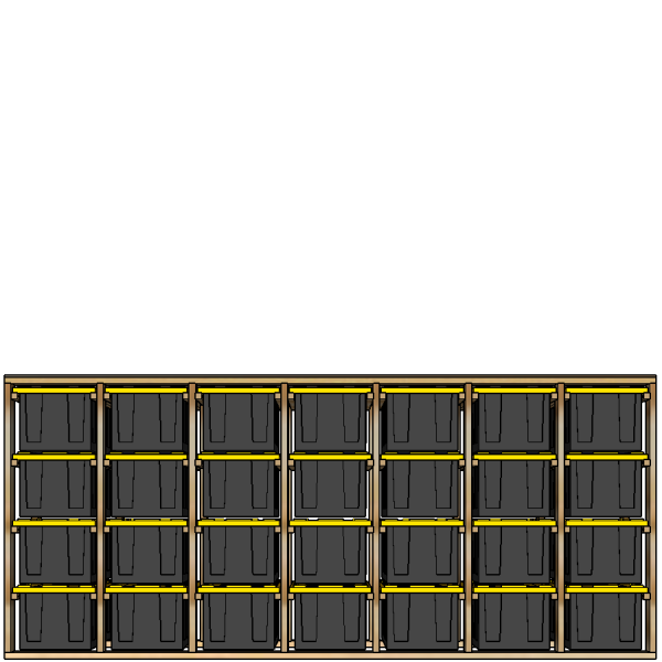 27-gallon tote rack, 7x4, front view render