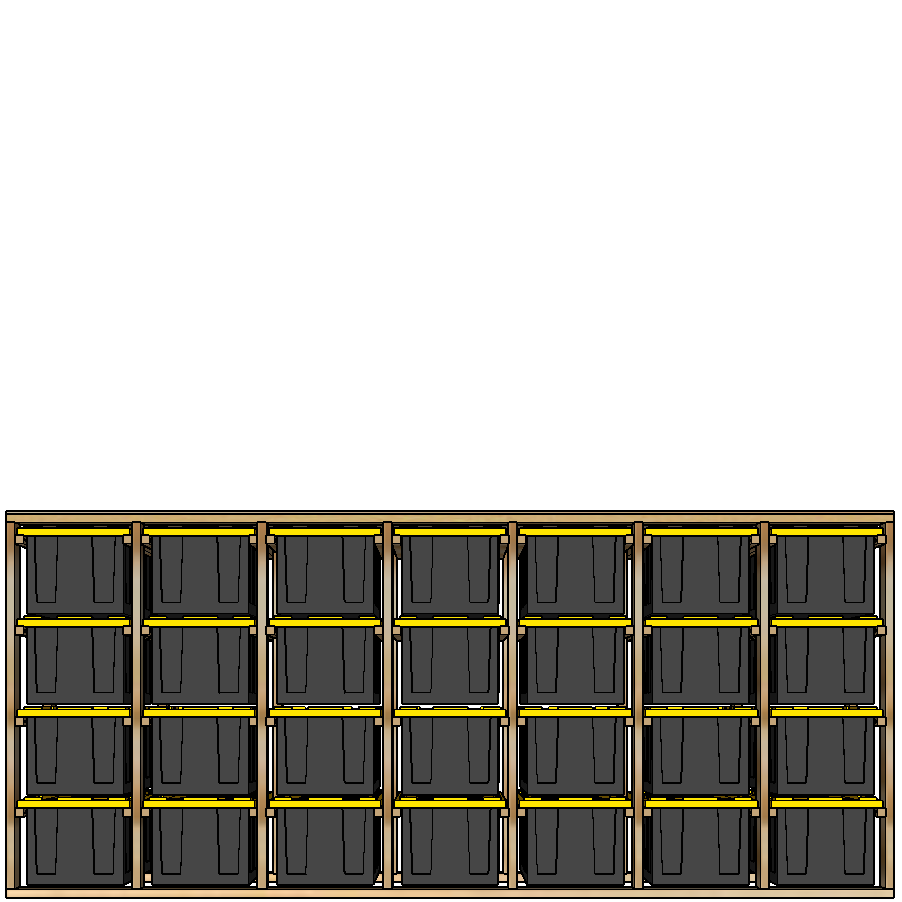 27-gallon tote rack, 7x4, front view render
