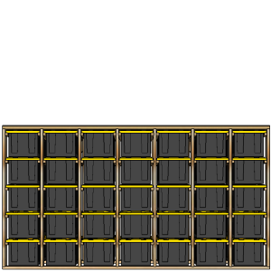 27-gallon tote rack, 7x5, front view render