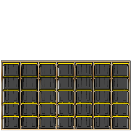 27-gallon tote rack, 7x5, front view render