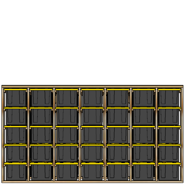 27-gallon tote rack, 7x5, front view render