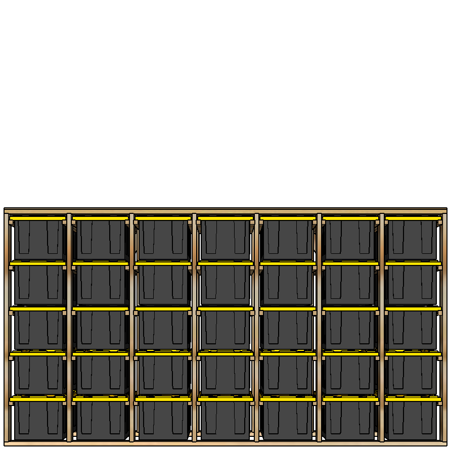 27-gallon tote rack, 7x5, front view render